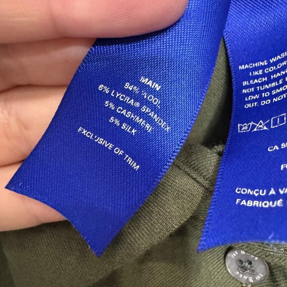 KIT + ACE army green button down wool silk blend shirt size S - Picture 5 of 7